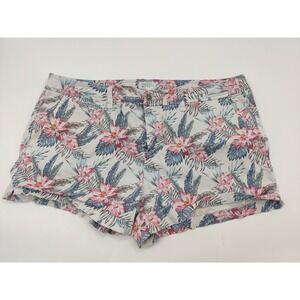 Market & Spruce Womens Floral Tropical Chino Shorts Size 16 Pink Blue White